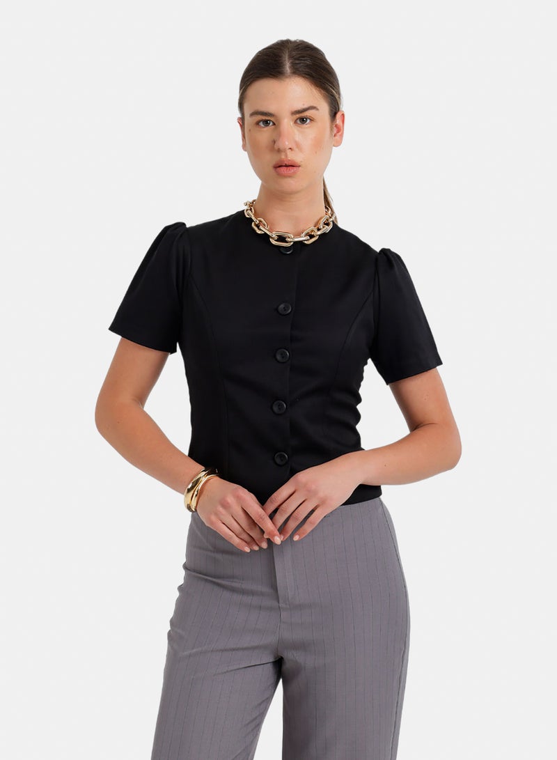 Carina Button-Up Tailored Top - Image 1