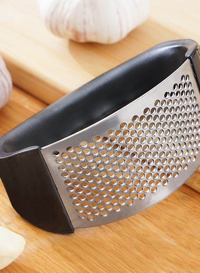 INSENSE Garlic press and pester, manual circular garlic peeler, garlic press and pester, stainless steel garlic press and pester - Image 1