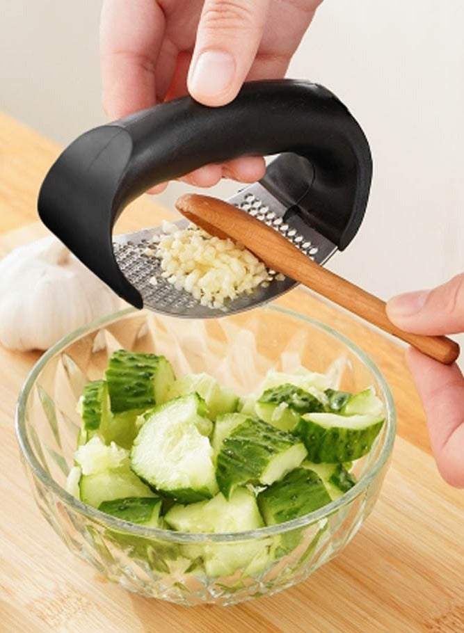 INSENSE Garlic press and pester, manual circular garlic peeler, garlic press and pester, stainless steel garlic press and pester - Image 2