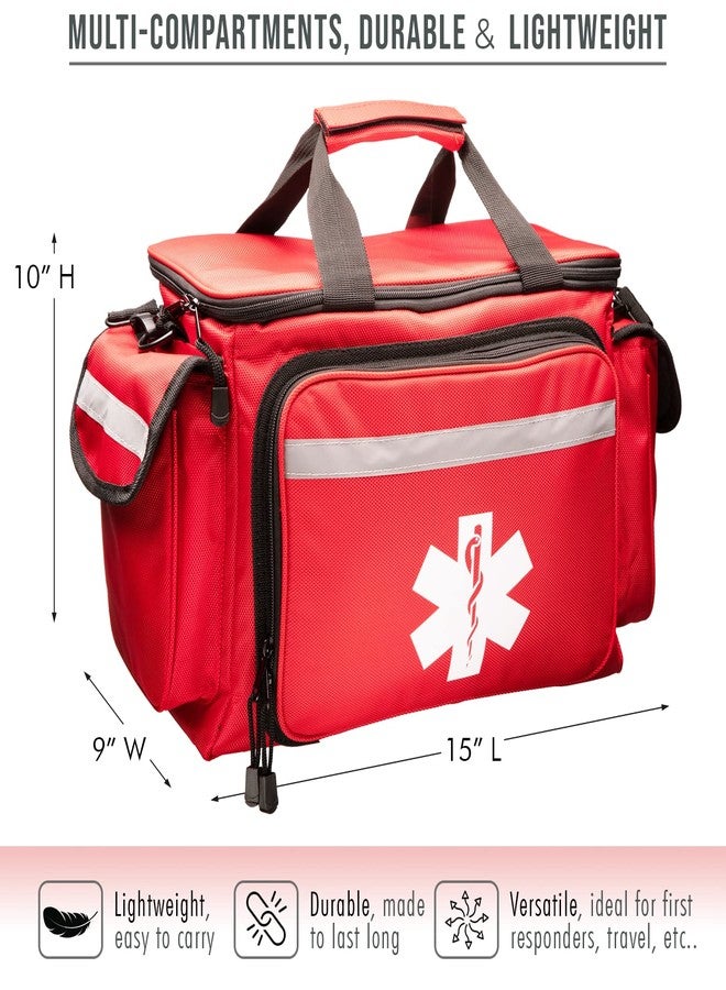 NOVAMEDIC Professional Red Empty Trauma First Aid Medical Bag, 15"x10"x9", Multi Compartment First Responder Carrier for EMT, Paramedics, Emergency and Medical Supplies Kit - Image 5