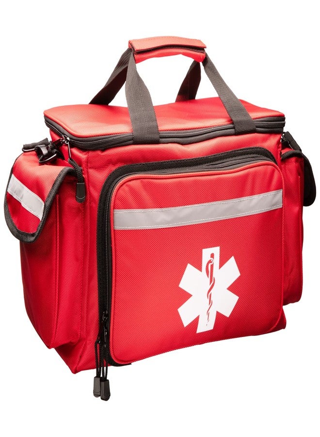 NOVAMEDIC Professional Red Empty Trauma First Aid Medical Bag, 15"x10"x9", Multi Compartment First Responder Carrier for EMT, Paramedics, Emergency and Medical Supplies Kit - Image 1