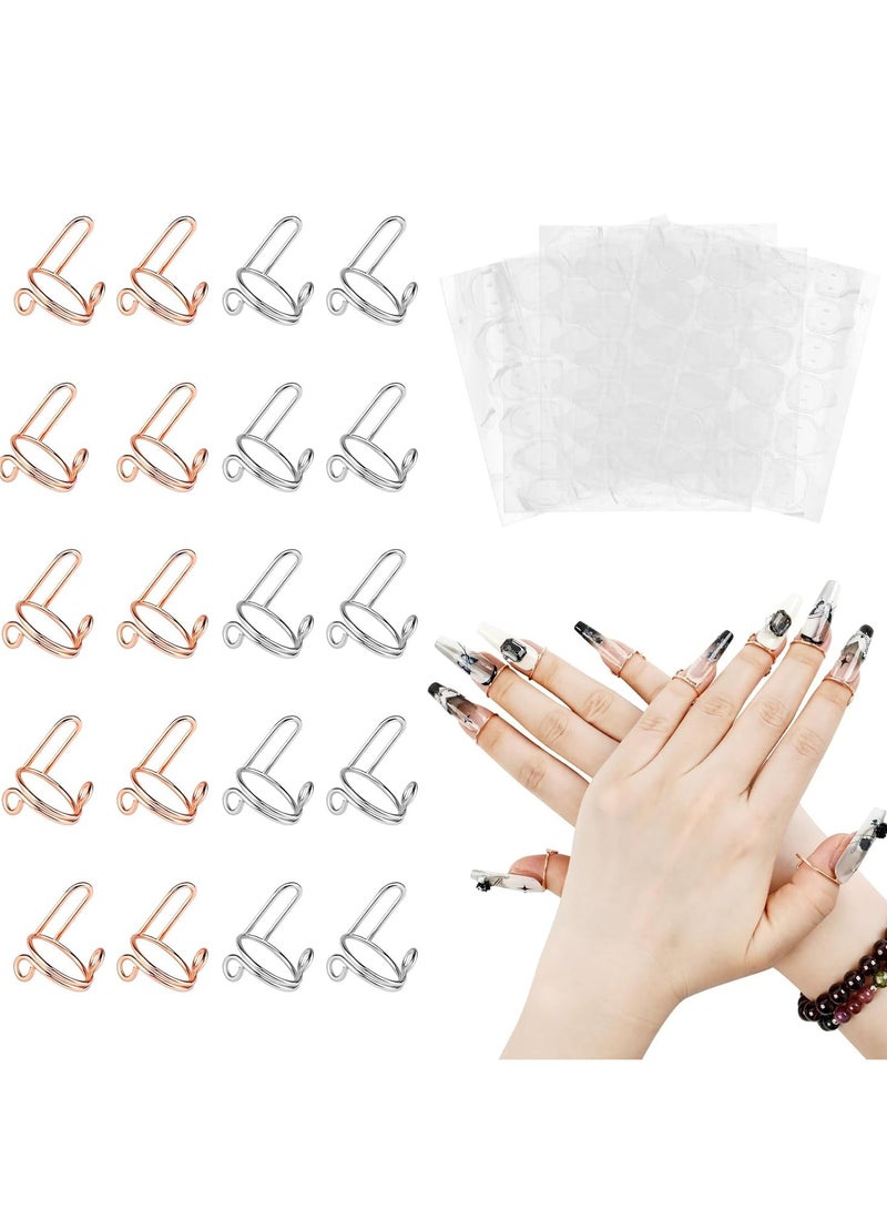 Wudu Nail Rings, Size Adjustable Nail Rings with 120Pcs Adhesive Nail Tabs, Reusable Detachable Nail Rings for Halal Nail, Muslim Wearing Manicure Nails - Image 1
