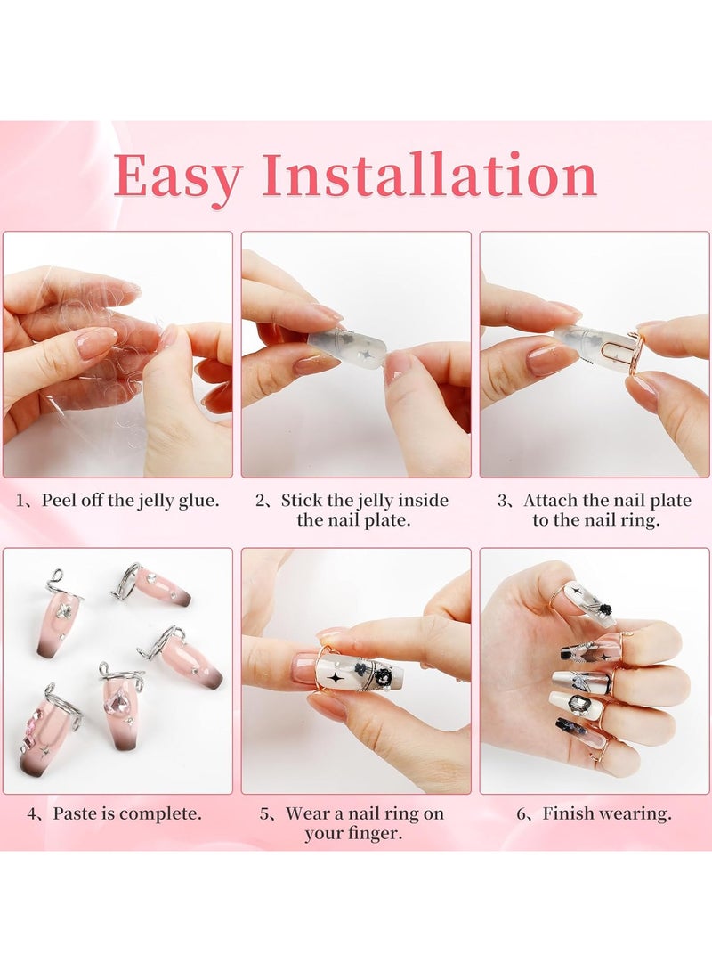 Wudu Nail Rings, Size Adjustable Nail Rings with 120Pcs Adhesive Nail Tabs, Reusable Detachable Nail Rings for Halal Nail, Muslim Wearing Manicure Nails - Image 4