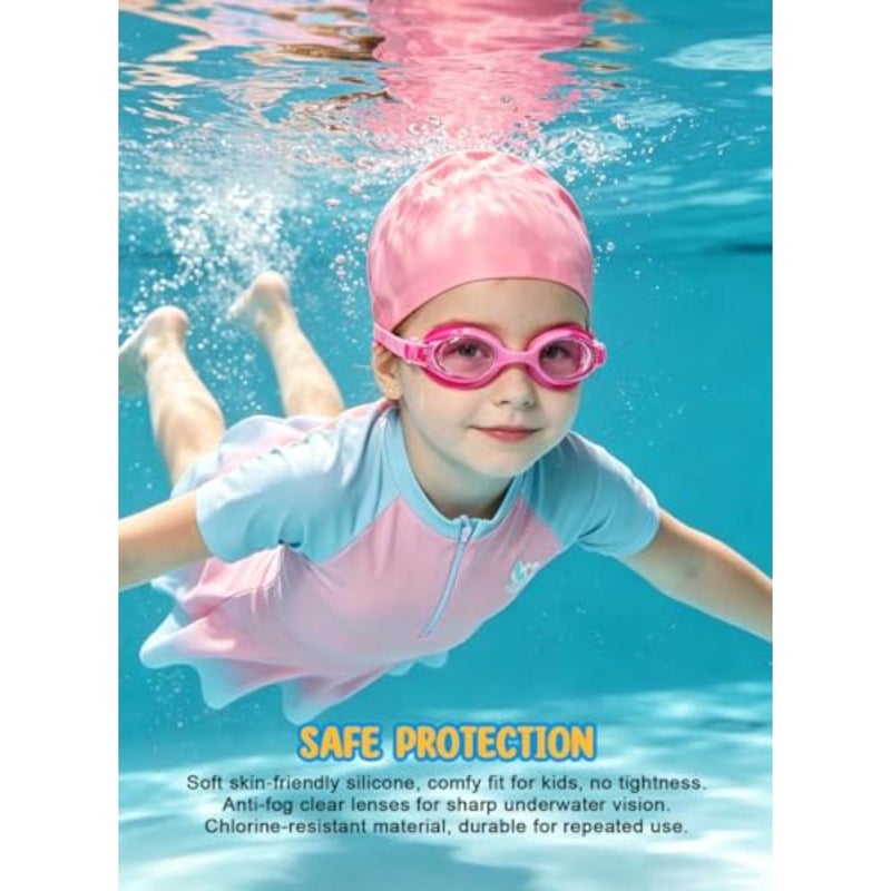 طقم ملابس سباحة للفتيات من Urbazaar مكون من 4 قطع من Rash Guard بعامل حماية من الأشعة فوق البنفسجية 50+، بدلة سباحة سريعة الجفاف مع قبعة سباحة، بدلة استحمام بتصميم سحاب للشاطئ - Image 5
