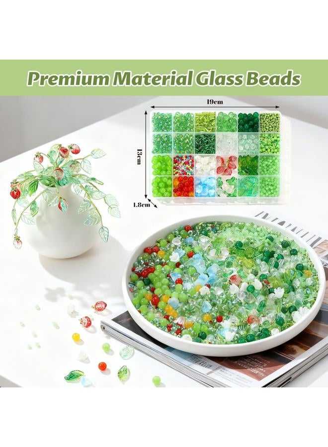 RACIOCK 1830 Pcs Crystal Glass Beads Kit for Succulent Suncatcher Making, Forever Plant Green Beads & Wire for Succulent Plant Making and DIY Crafts Creative Gift for Mothers, Women, Plants Lovers, Home Decor - Image 3