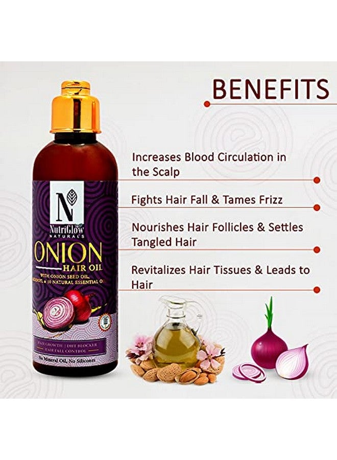 NutriGlow NATURAL'S Onion Hair Oil With Red Onion Seed Oil For Hair Growth, Hair Fall Control, Dandruff Free Hair, Fall Hair Oil, 100ml - Image 4