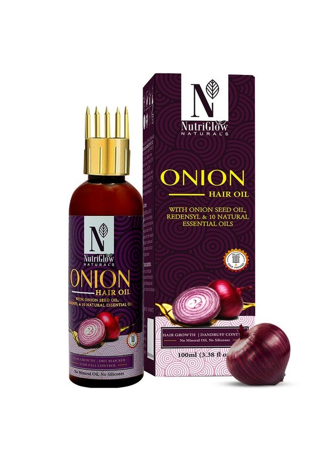NutriGlow NATURAL'S Onion Hair Oil With Red Onion Seed Oil For Hair Growth, Hair Fall Control, Dandruff Free Hair, Fall Hair Oil, 100ml - Image 1