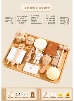 Week-catching Supplies Props One-year-old Set Boys And Girls Birthday Ceremony Layout Full Set Of Log Style Lottery Carpet Modern-Color:[big Golden Bowl + Abacus + Computer] 18 Pieces Of Log Style Weekly Props [collect And Purchase To Get