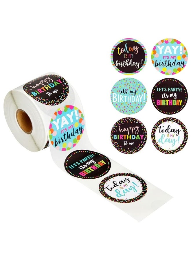 BLUE PANDA 504 Round Happy Birthday Stickers (2 Inches), Multi Color, Paper, for Students, Party Supplies, Teachers, 6 Assorted Designs - Image 2
