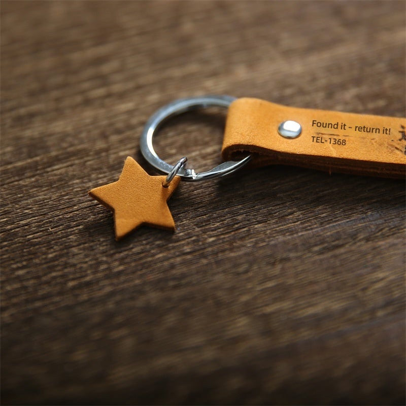 Vintage Cowhide Leather Keychain, Crazy Horse Head Layer, Laser Engraving Custom, Minimalist Key Ring for Car, Gift for Couples Friends - Image 5