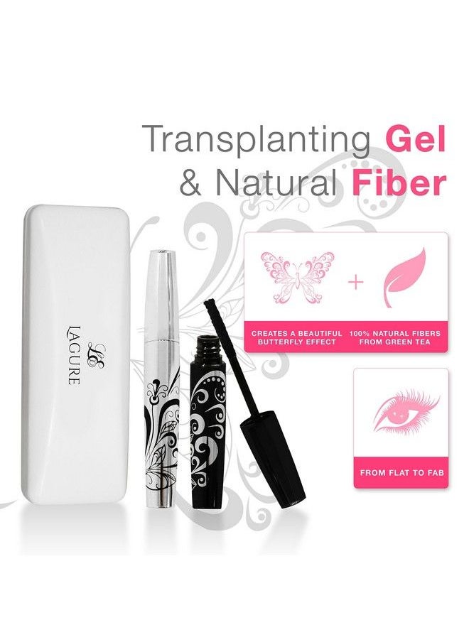 Lagure - 400x Silk Fiber Lash Mascara Best for Thickening & Lengthening Eyelashes Premium Quality Last All Day Waterproof Smudge proof Hypoallergenic Includes Carry Case - Image 1