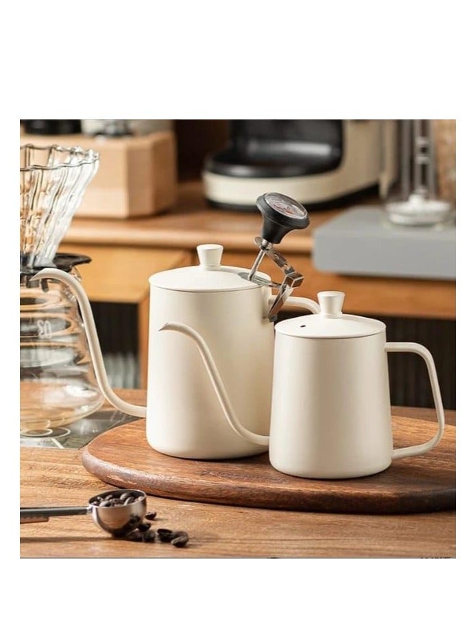 Liying 350ml Stainless Steel Pour over Coffee Kettle Drip Coffee Pot withLid, Long Narrow Spout Coffee Pot Tea Stove Kettles for Home Brewing, Camping and Traveling (White) - Image 4