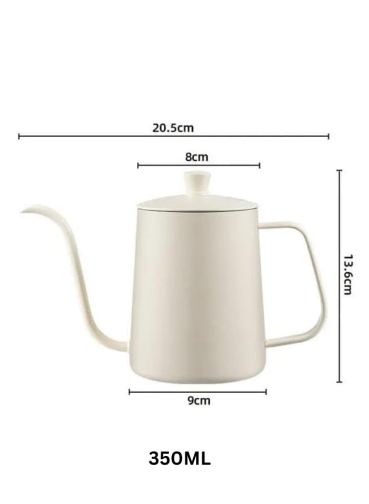 Liying 350ml Stainless Steel Pour over Coffee Kettle Drip Coffee Pot withLid, Long Narrow Spout Coffee Pot Tea Stove Kettles for Home Brewing, Camping and Traveling (White) - Image 2