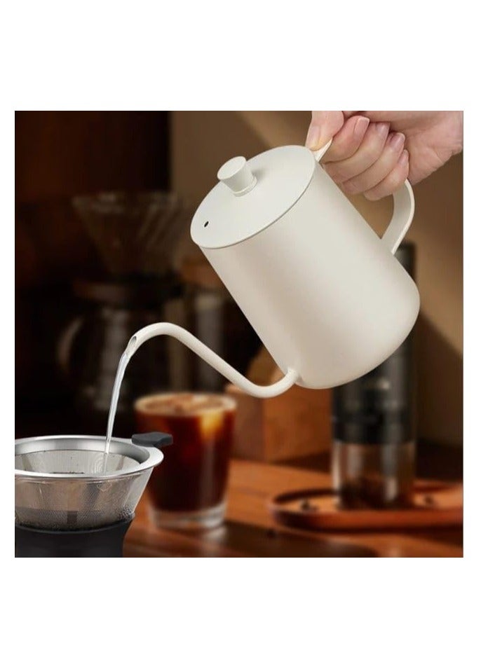 Liying 350ml Stainless Steel Pour over Coffee Kettle Drip Coffee Pot withLid, Long Narrow Spout Coffee Pot Tea Stove Kettles for Home Brewing, Camping and Traveling (White) - Image 3