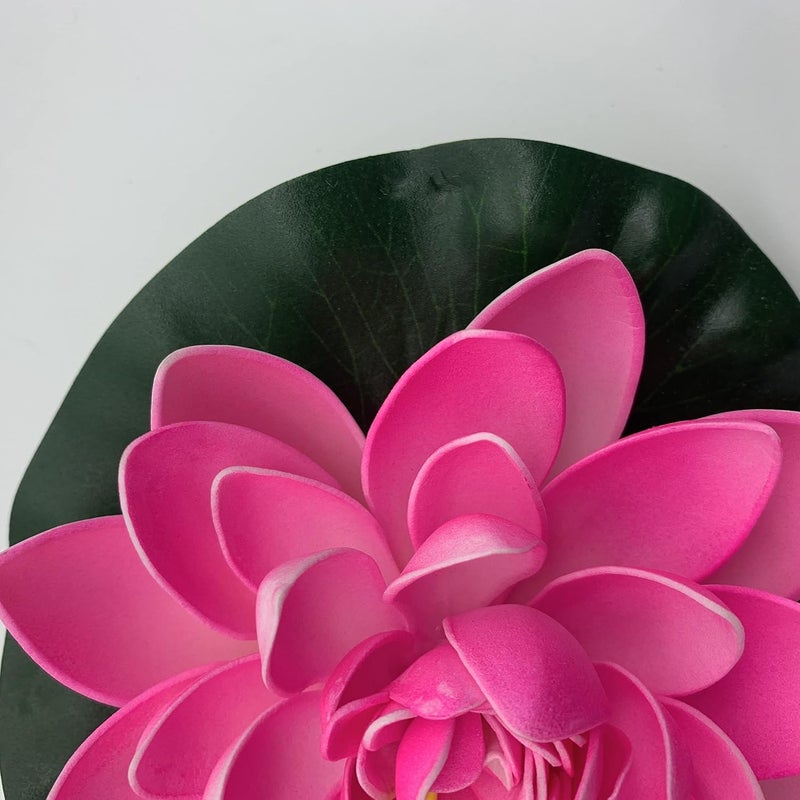Ryme Pink Artificial Floating Lotus Flowers with Rubber Leaf for Decoration (6) - Image 3