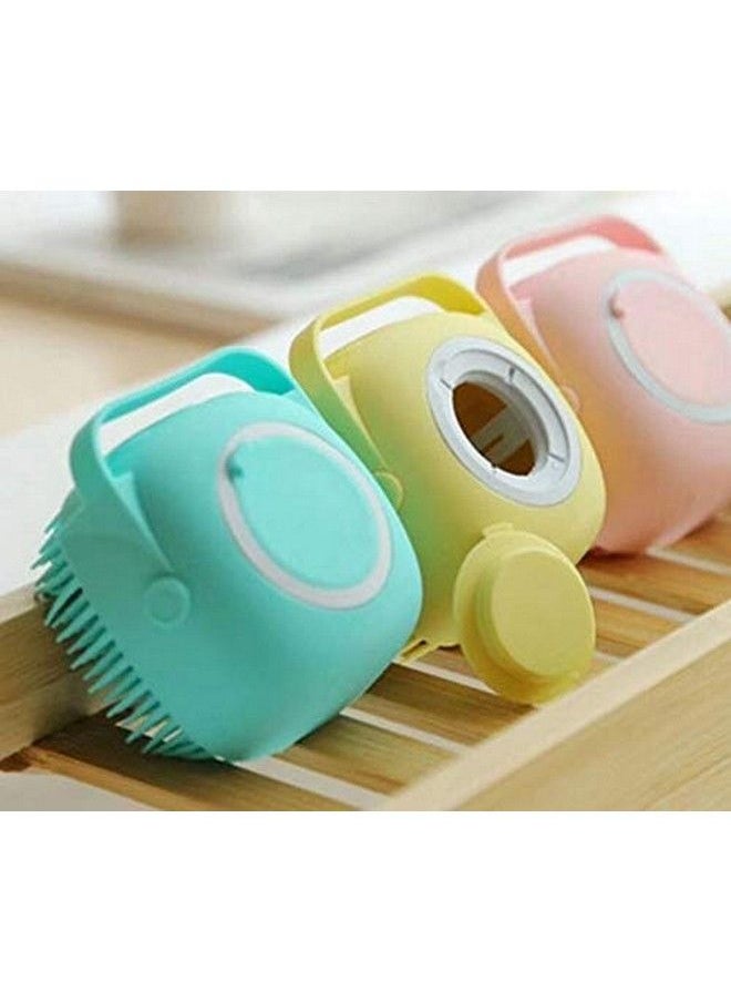 SAFERSKY 2 Pcs Combo Silicone Soft Bath Body Brush Shampoo Dispenser Plus Back Scrubber Body Cleaning Gentle Massage Exfoliation Kids Men Women Use In Shower Scrub (Multicolor) (2 Pcs Combo)  - Image 4