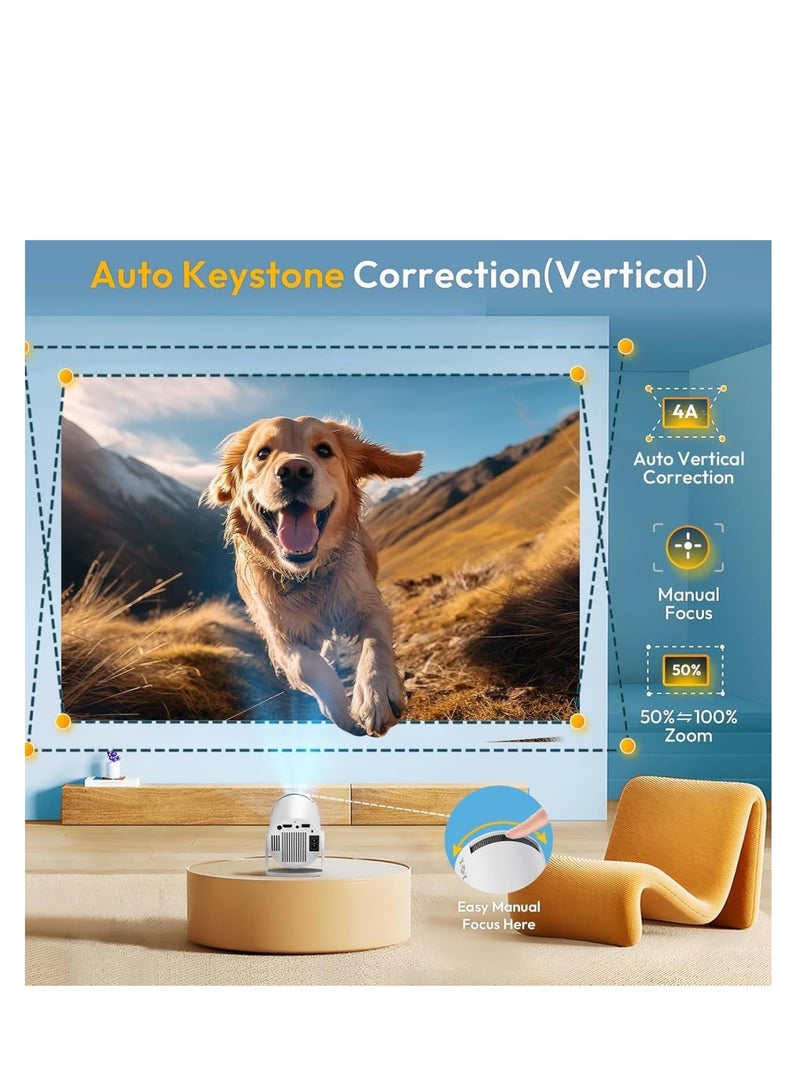 Smartbarry 4K 1080P Mini Projector with WiFi & Bluetooth Portable Premium Android OS Projector, 210° Rotatable Stand, 8000+ Built-in Apps, Dust Removal & Heat Dissipation Design - Image 5