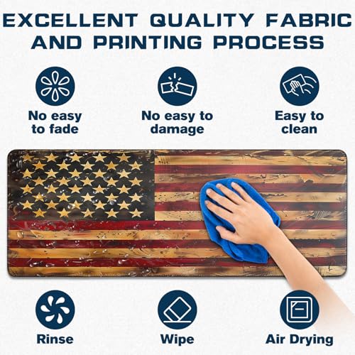 Yuhijoy Mouse Pad Gaming - Desk Mat for Keyboard and Mouse - American Antique Flag Large Mouse Pads for Desk, Gaming Mousepad with Non-Slip Base, Desks Pad (31.5" X 11.8") for Game, Office and Home - Image 3