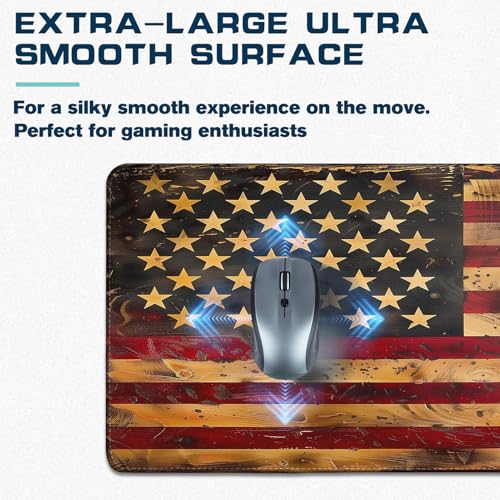 Yuhijoy Mouse Pad Gaming - Desk Mat for Keyboard and Mouse - American Antique Flag Large Mouse Pads for Desk, Gaming Mousepad with Non-Slip Base, Desks Pad (31.5" X 11.8") for Game, Office and Home - Image 4