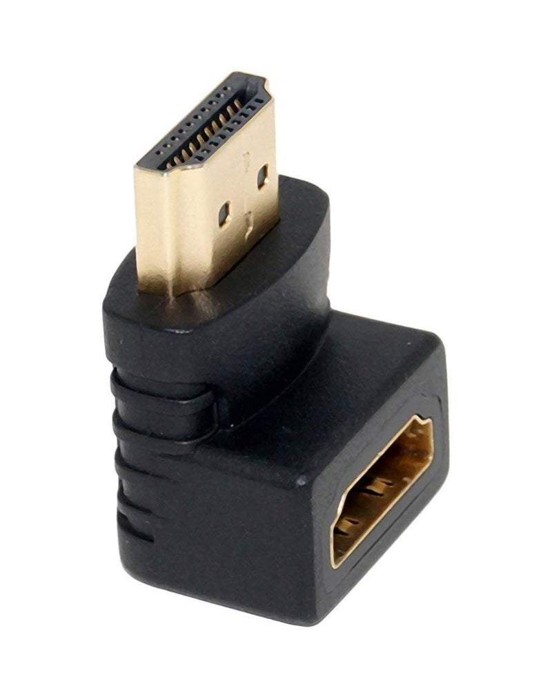 JGD PRODUCTS Gold Plated HDMI Male to Female Converter Connector Adapter 90 Degree L Shape for HDTV, Plasma TV, LED, LCD Etc – Black - Image 1