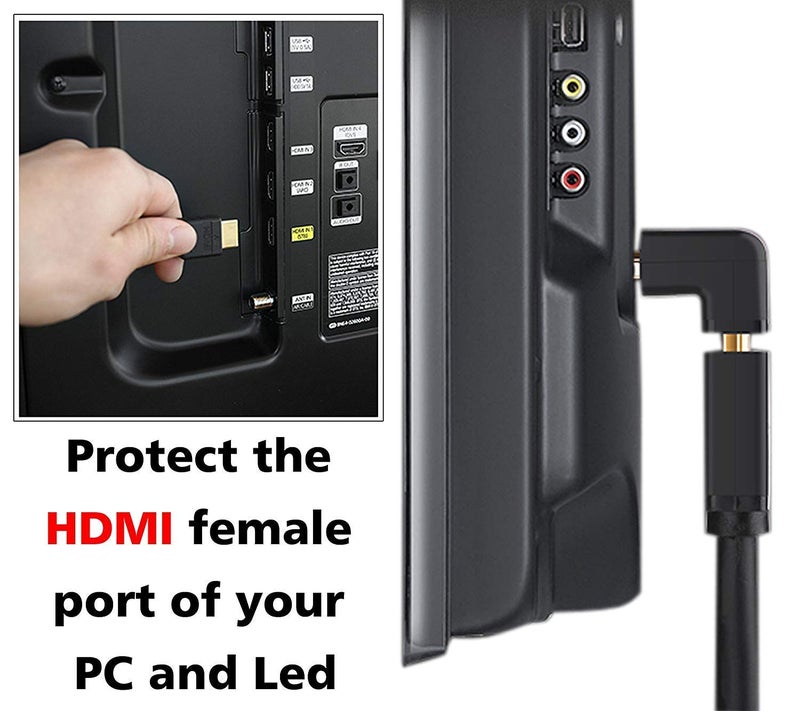 JGD PRODUCTS Gold Plated HDMI Male to Female Converter Connector Adapter 90 Degree L Shape for HDTV, Plasma TV, LED, LCD Etc – Black - Image 4