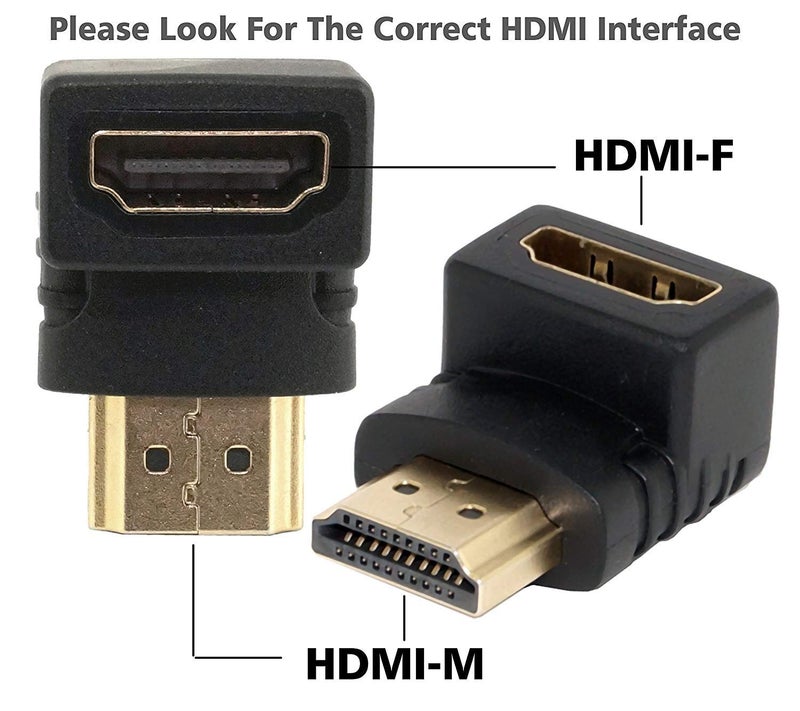 JGD PRODUCTS Gold Plated HDMI Male to Female Converter Connector Adapter 90 Degree L Shape for HDTV, Plasma TV, LED, LCD Etc – Black - Image 2
