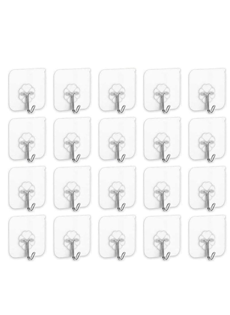 RedMapleTEK - Adhesive Hooks Heavy Duty Wall Hooks 20Pack 8kg (Max) Self Adhesive Hook - Image 1