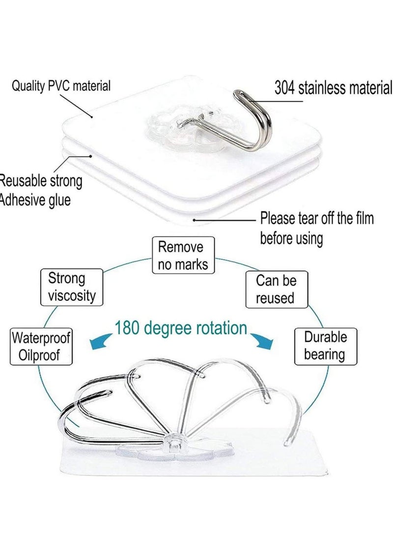 RedMapleTEK - Adhesive Hooks Heavy Duty Wall Hooks 20Pack 8kg (Max) Self Adhesive Hook - Image 1