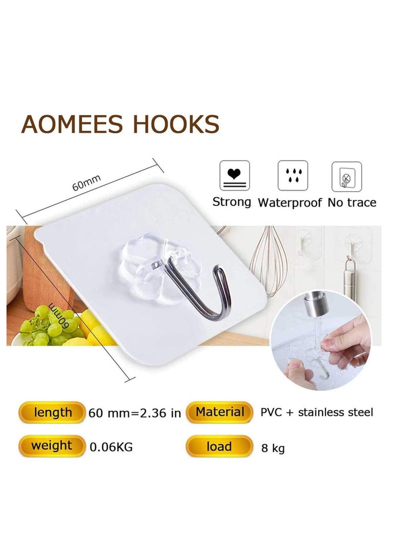 RedMapleTEK - Adhesive Hooks Heavy Duty Wall Hooks 20Pack 8kg (Max) Self Adhesive Hook - Image 1
