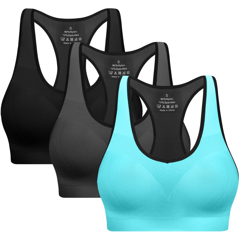 BHRIWRPY Racerback Sports Bras for Women with Pads - High Impact Athletic Tank Tops for Yoga and Workout Brassieres Bra - Image 1