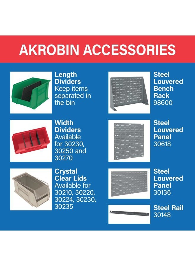 Akro-Mils 30210 AkroBins Plastic Hanging Stackable Storage Organizer Bin, 5-Inch x 4-Inch x 3-Inch, Stone, 24-Pack - Image 5