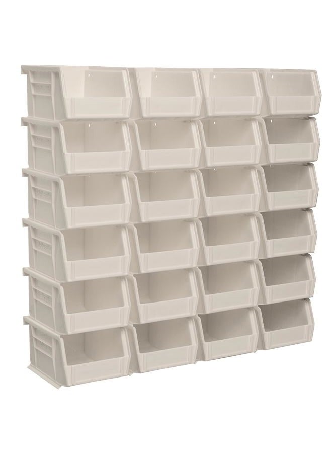 Akro-Mils 30210 AkroBins Plastic Hanging Stackable Storage Organizer Bin, 5-Inch x 4-Inch x 3-Inch, Stone, 24-Pack - Image 1