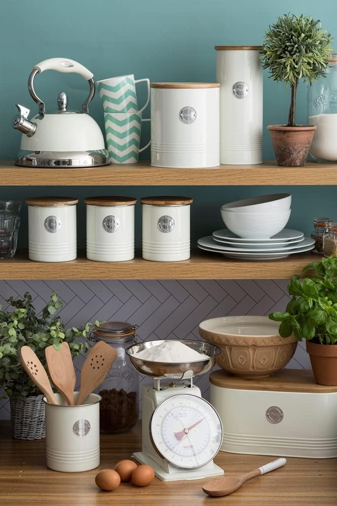 Typhoon Living Pasta Storage Canister with Bamboo Lid, 2.5 Litre, Cream - Image 1