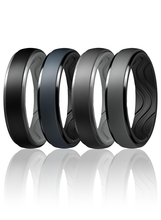 Egnaro Men's Silicone Wedding Rings: 10mm Wide 2.5mm Thick rubber wedding bands - Hypoallergenic for Gym/Outdoor/Gift - Image 1