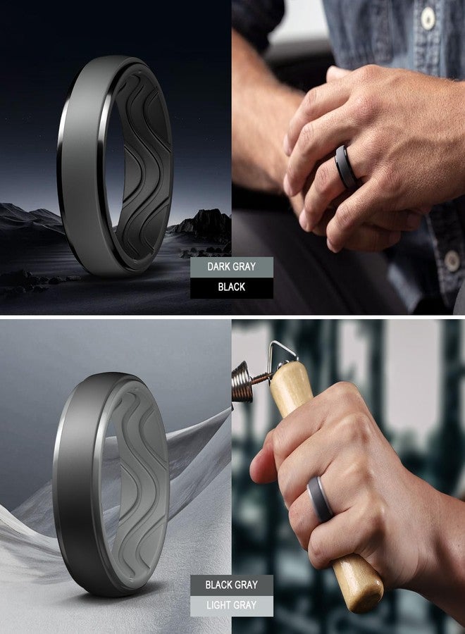Egnaro Men's Silicone Wedding Rings: 10mm Wide 2.5mm Thick rubber wedding bands - Hypoallergenic for Gym/Outdoor/Gift - Image 4