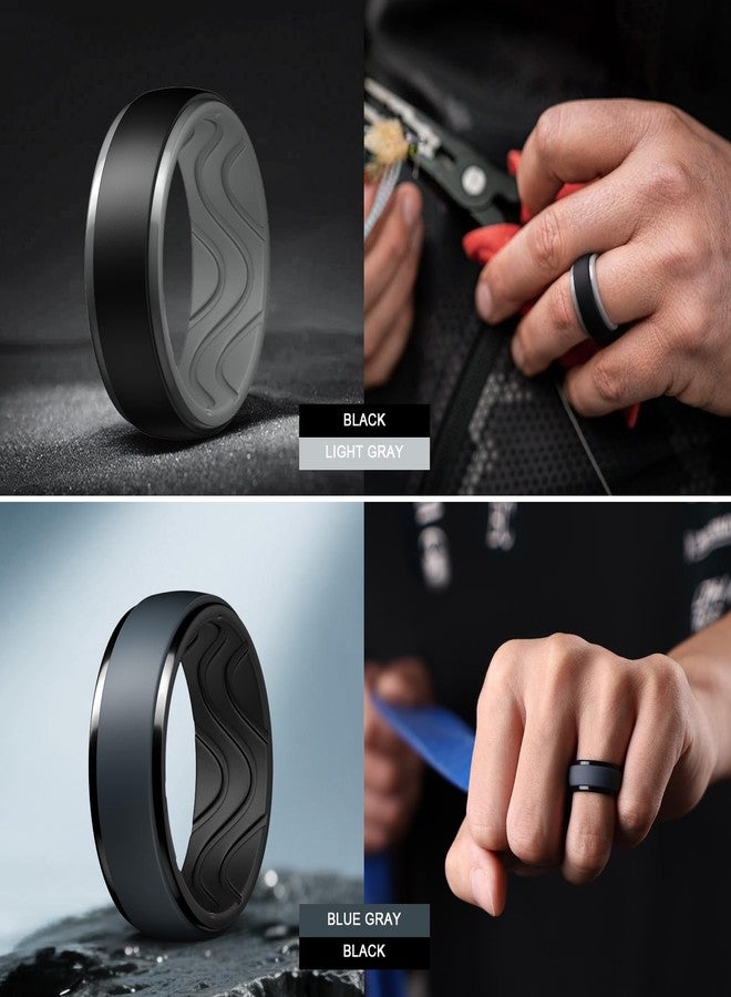 Egnaro Men's Silicone Wedding Rings: 10mm Wide 2.5mm Thick rubber wedding bands - Hypoallergenic for Gym/Outdoor/Gift - Image 3
