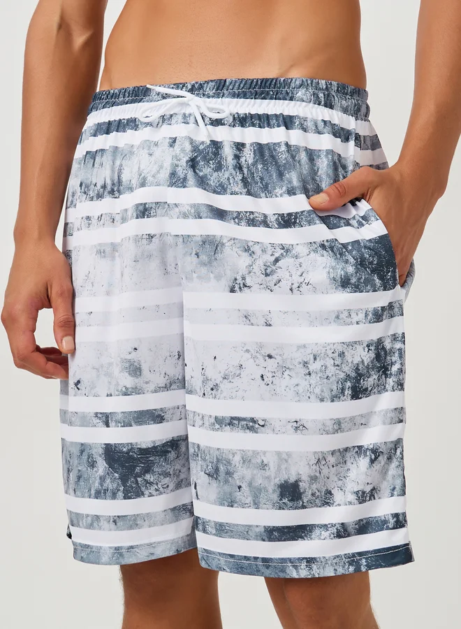 Styli Striped Regular Fit Swim Shorts with Drawcord