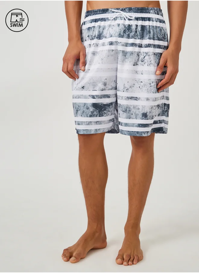 Styli Striped Regular Fit Swim Shorts with Drawcord