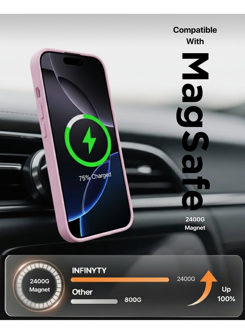 INFINYTY iPhone 16 Plus Case– Gleam Series (Pink) Hybrid Matte Finish, Seamless Color Match, MagSafe Compatible, Mil. Grade Drop-Tested, Air Cushion Corners, Soft Touch, Scratch-Resistant - Image 4