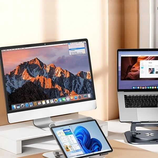 بولهاموبيل Polham 3x USB, 1x Type C Port Multiplier, Height Adjustable, Foldable Tablet and Laptop Stand