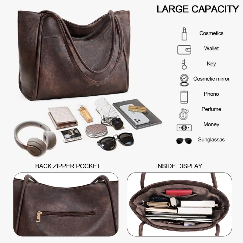 GAEKEAO Tote Bag for Women Work with Zipper Vegan Leather Ladies Travel Shoulder Bags Purses and Handbags Casual Weekender - Image 4