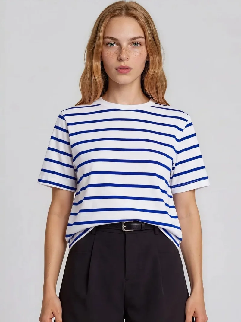 Busem BUSEM Women's Striped Cotton Crew Neck T-Shirt
