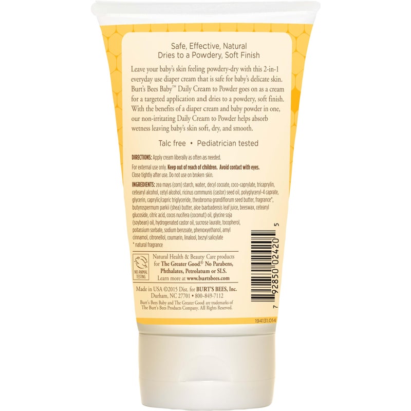 Burt's Bees Baby 2-in-1 Diaper Cream and Powder with Shea Butter, Pediatrician Tested, 4 Ounces - Image 4
