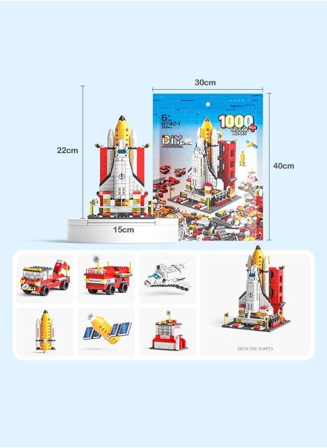 LELE BROTHER - 6-in-1 Aerospace Building Blocks Set, Space Exploration Shuttle Building Toys, Rocket Ship Toy Set, Space Launch System Building Blocks Set, Ideal Gifts for Kids Age 6+ Year Old (1000 PCS) - Image 1