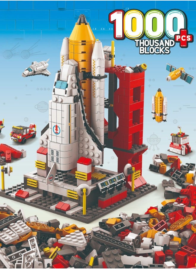 LELE BROTHER - 6-in-1 Aerospace Building Blocks Set, Space Exploration Shuttle Building Toys, Rocket Ship Toy Set, Space Launch System Building Blocks Set, Ideal Gifts for Kids Age 6+ Year Old (1000 PCS) - Image 1