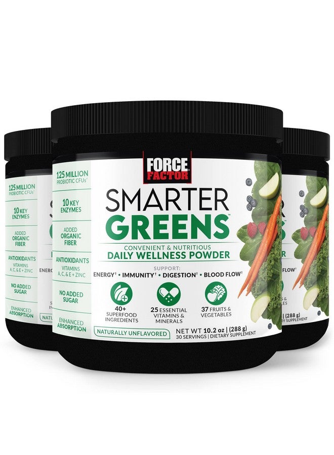 FORCE FACTOR Smarter Greens Daily Wellness Powder 3-Pack to Support Energy, Immunity & Digestion, Greens Powder, Superfood Powder with Vitamins, Minerals & Probiotics, Unflavored, 90 Servings - Image 1