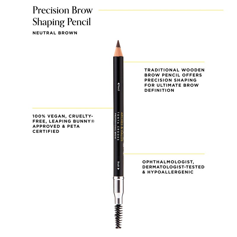 Arches & Halos Precision Brow Shaping Pencil - Double Sided Eyebrow Filler and Spoolie Brush - Creamy Texture for Shaping and Defining With Ease - Vegan, Cruelty Free - Neutral Brown - 0.070 oz - Image 2