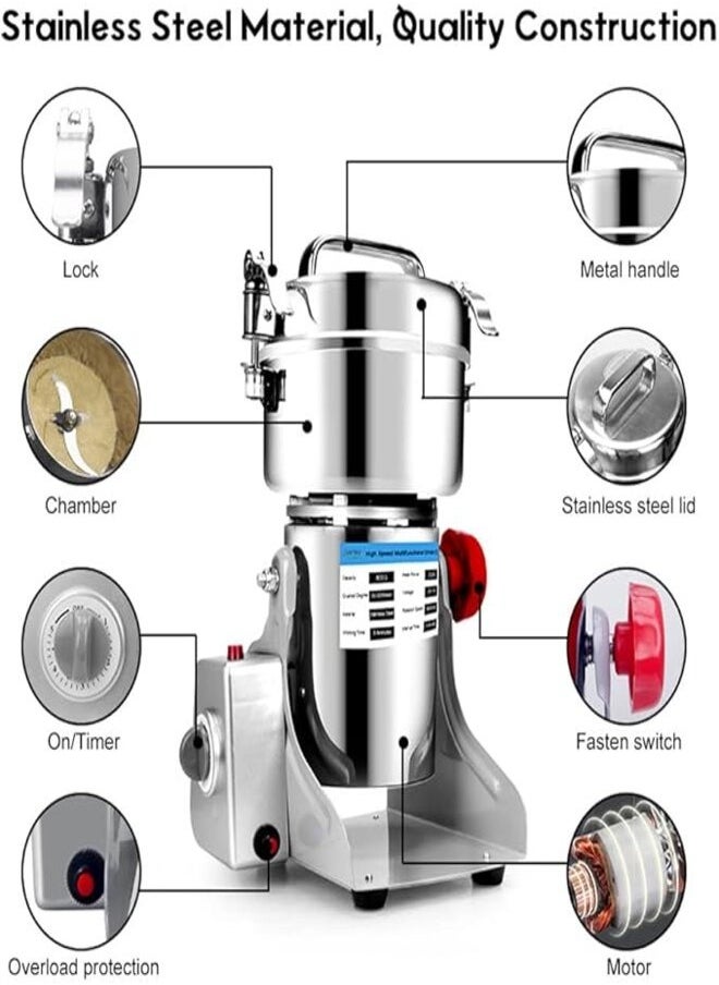 showkah - 800G Spice Masala Grinder Machine with Fast and Efficient Grinding for Spices, Herbs and Dry Fruits Electric Grain Grinder - Image 1