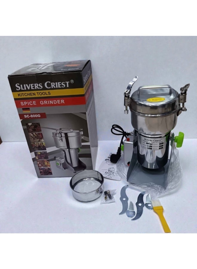 شظايا كريست مطحنة توابل كهربائية SC-800G من Slivers Criest | مطحنة قوية من الستانلس ستيل للاستخدام الشاق | طحن سريع وعالي السرعة للتوابل والبهارات الجافة | لون فضي - Image 3
