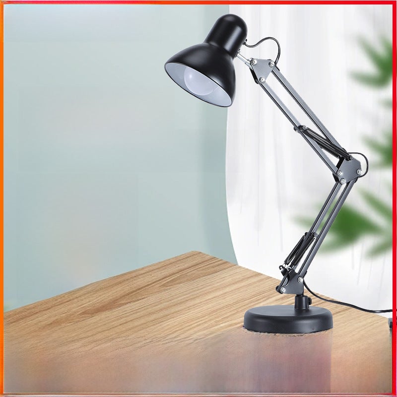 مصباح مكتب بذراع متحرك من الحديد للعناية بالعيون باللون الأسود - Image 2